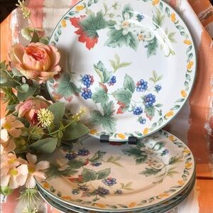 Floral Dinner Plate Set - Green and orange Country Fruit
